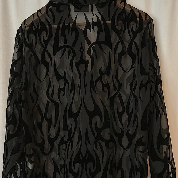 Harley-Davidson Black Burnt Velvet See Thru Long Sleeve Shirt Top **Size M**🔥🔥 - Picture 4 of 8